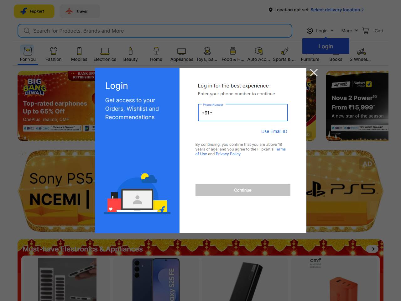 Flipkart website preview