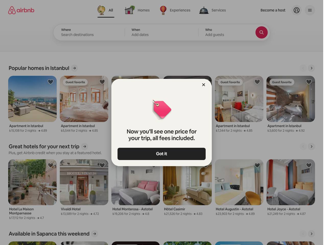 Airbnb website preview