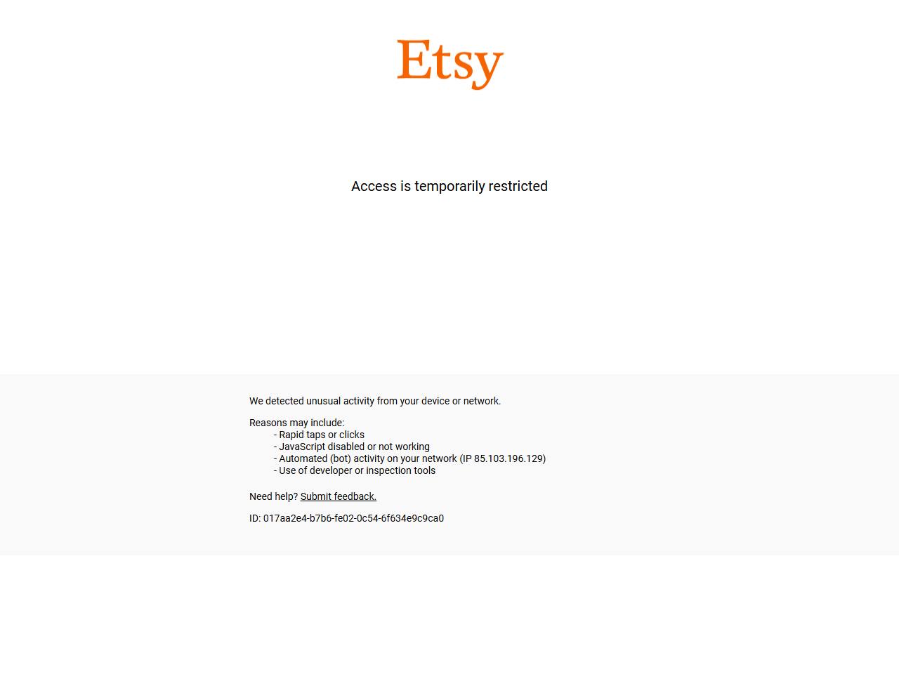 Etsy website preview
