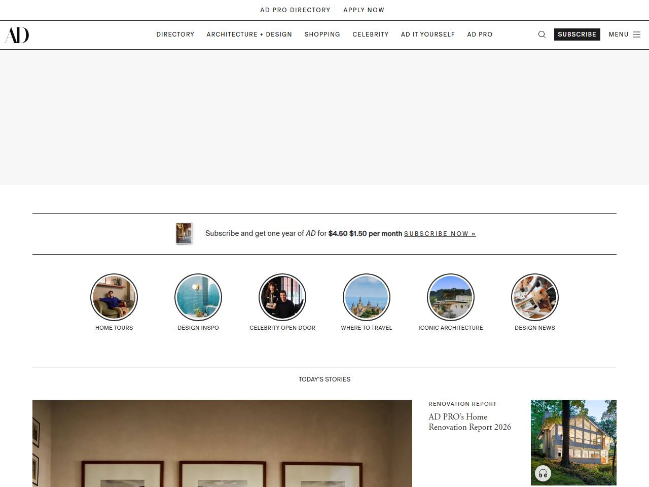 Architecture Digest website preview