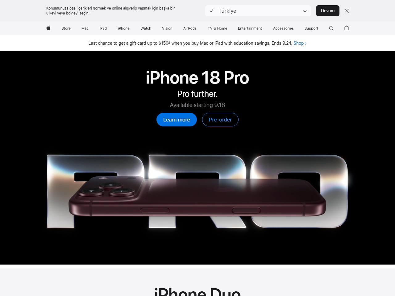 Apple website preview