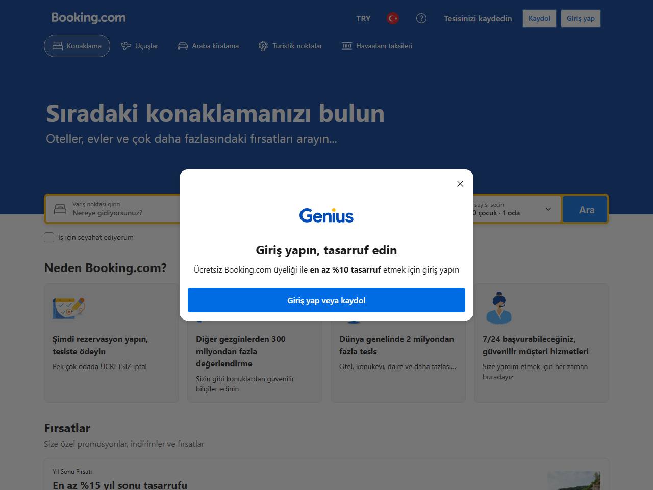 Booking.com website preview
